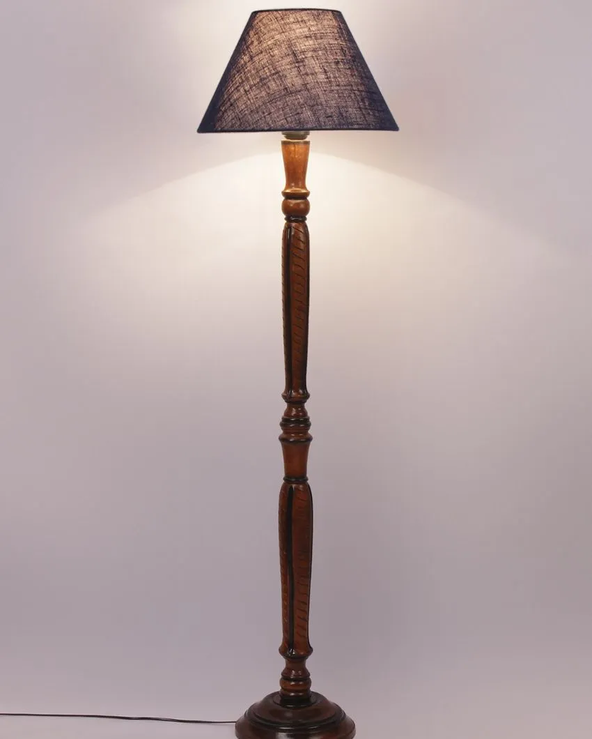 Old fashioned Jute Conical Wooden Floor Lamp | 14 X 56 inches