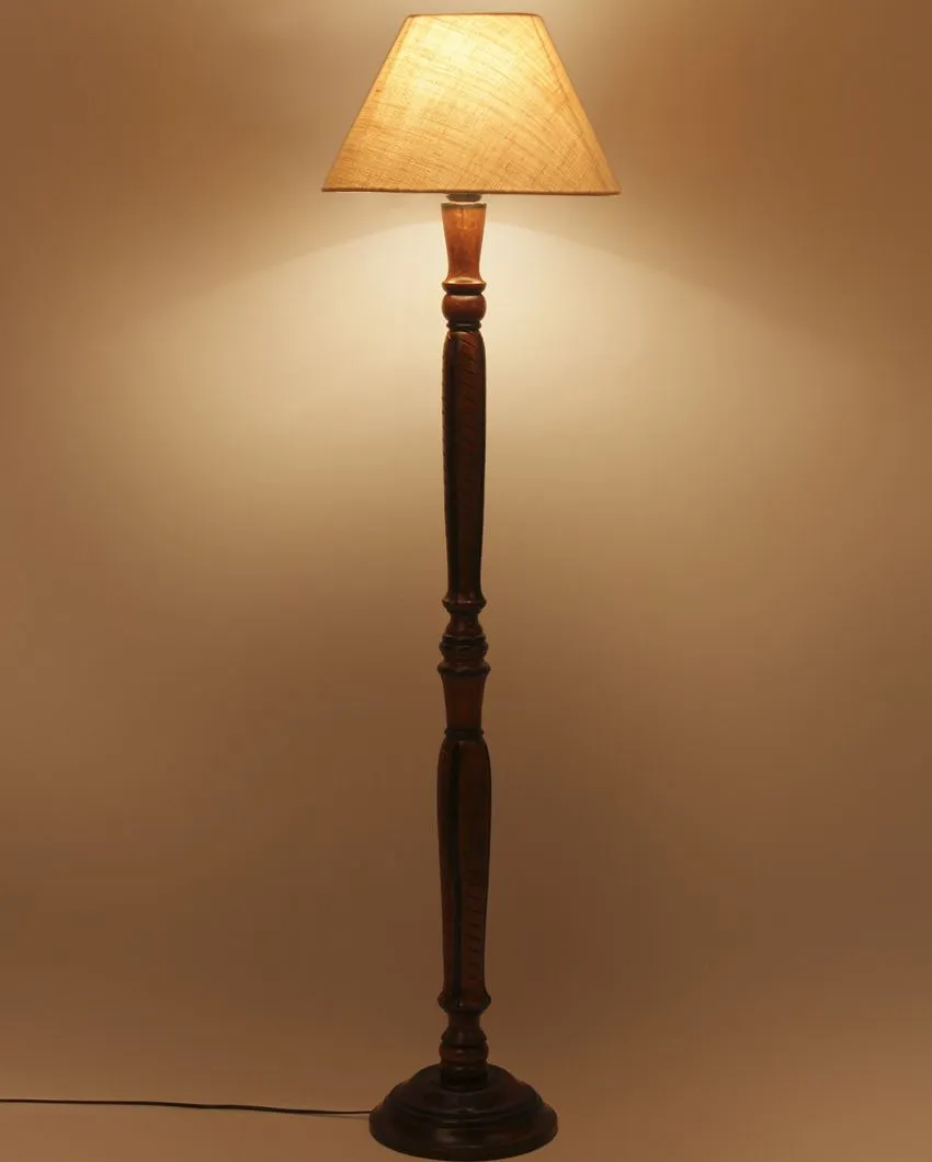 Old fashioned Jute Conical Wooden Floor Lamp | 14 X 56 inches