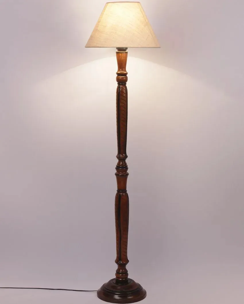 Old fashioned Jute Conical Wooden Floor Lamp | 14 X 56 inches