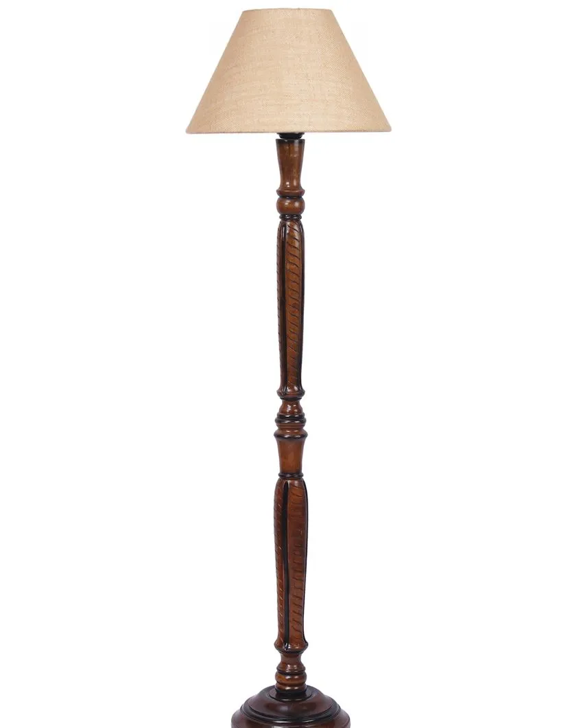 Old fashioned Jute Conical Wooden Floor Lamp | 14 X 56 inches