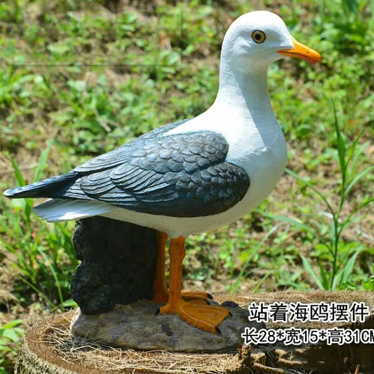 Outdoor Resin Seagull Birds Crafts Mediterranean style Ornaments Garden Simulation Animal Sculpture Accessories Decoration Art