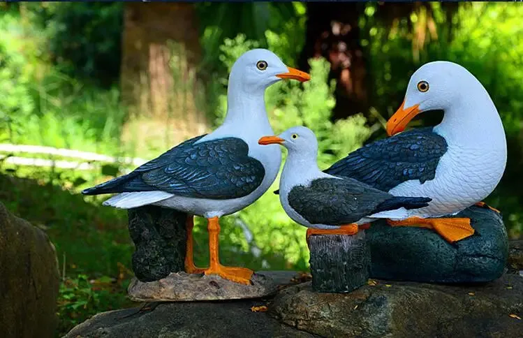 Outdoor Resin Seagull Birds Crafts Mediterranean style Ornaments Garden Simulation Animal Sculpture Accessories Decoration Art