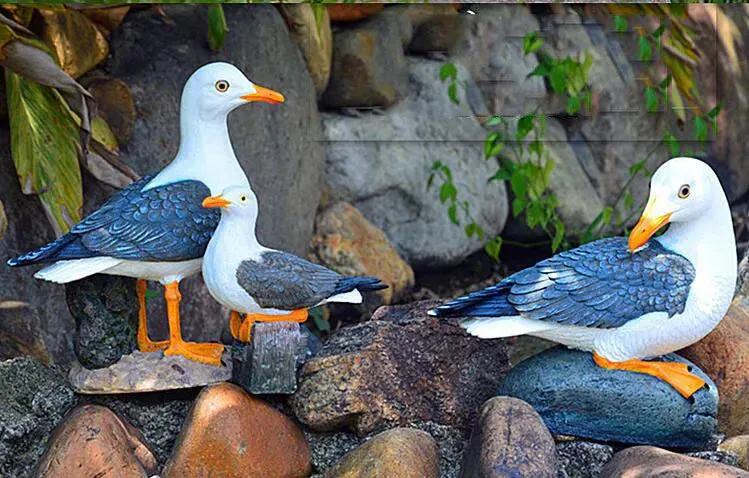 Outdoor Resin Seagull Birds Crafts Mediterranean style Ornaments Garden Simulation Animal Sculpture Accessories Decoration Art