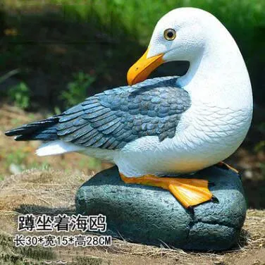Outdoor Resin Seagull Birds Crafts Mediterranean style Ornaments Garden Simulation Animal Sculpture Accessories Decoration Art