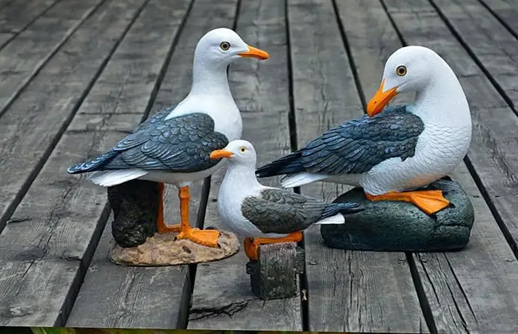Outdoor Resin Seagull Birds Crafts Mediterranean style Ornaments Garden Simulation Animal Sculpture Accessories Decoration Art