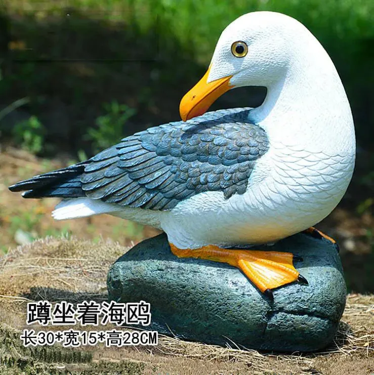 Outdoor Resin Seagull Birds Crafts Mediterranean style Ornaments Garden Simulation Animal Sculpture Accessories Decoration Art