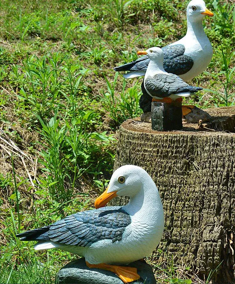 Outdoor Resin Seagull Birds Crafts Mediterranean style Ornaments Garden Simulation Animal Sculpture Accessories Decoration Art