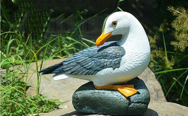 Outdoor Resin Seagull Birds Crafts Mediterranean style Ornaments Garden Simulation Animal Sculpture Accessories Decoration Art