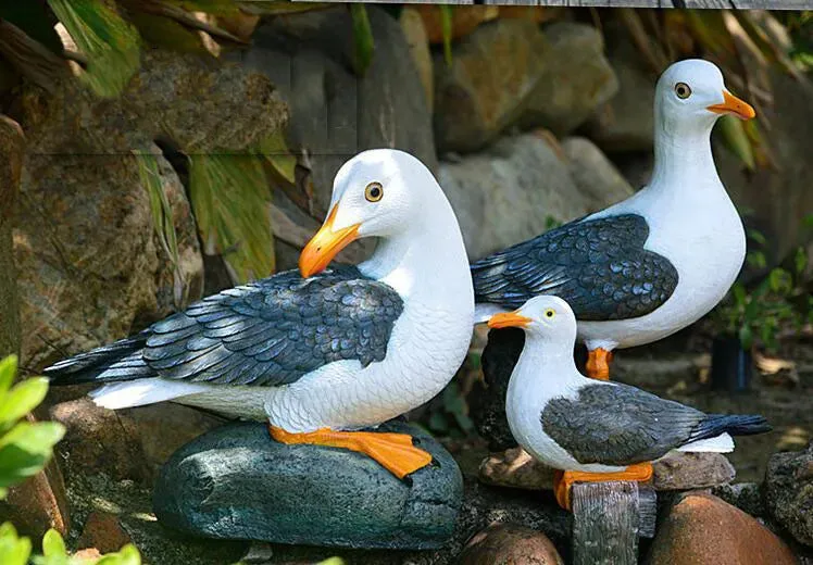 Outdoor Resin Seagull Birds Crafts Mediterranean style Ornaments Garden Simulation Animal Sculpture Accessories Decoration Art