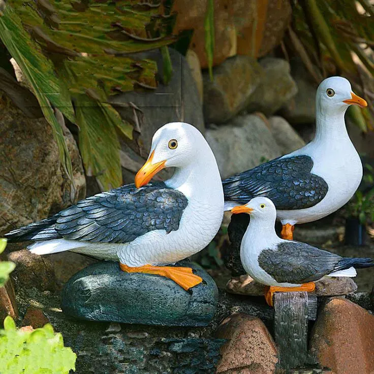 Outdoor Resin Seagull Birds Crafts Mediterranean style Ornaments Garden Simulation Animal Sculpture Accessories Decoration Art