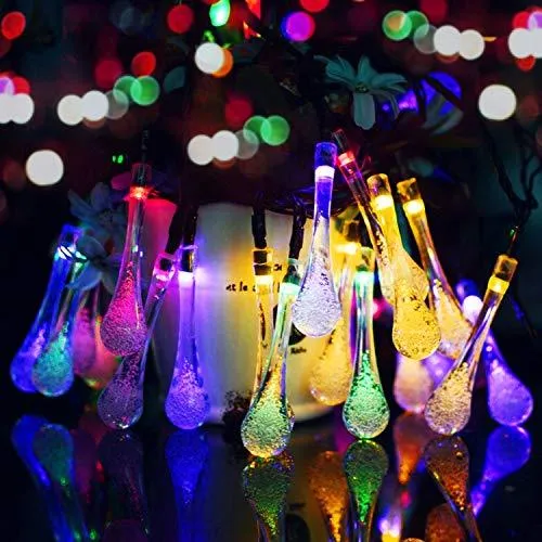 Outdoor Solar String Lights, 40 Led Water Drop Solar Powered Lights with 8 Modes