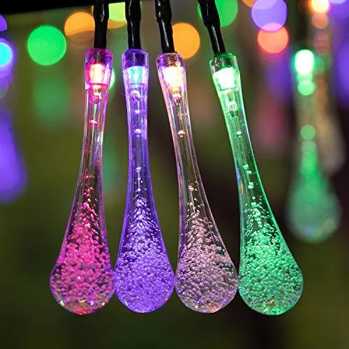 Outdoor Solar String Lights, 40 Led Water Drop Solar Powered Lights with 8 Modes