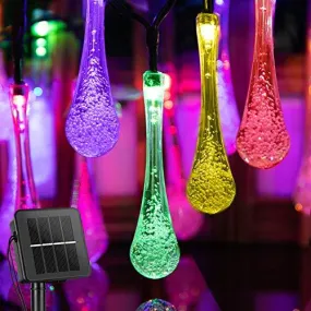 Outdoor Solar String Lights, 40 Led Water Drop Solar Powered Lights with 8 Modes