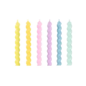 Pastel Spiral Candles - 6 Pkt