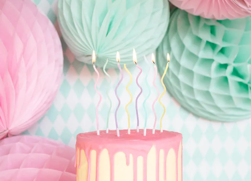 Pastel Swirly Cake Candles - Pack of 8