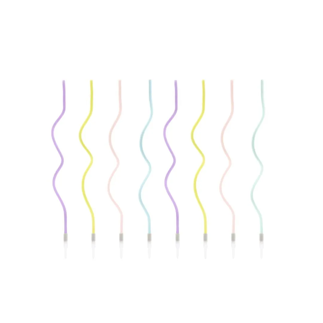 Pastel Swirly Cake Candles - Pack of 8