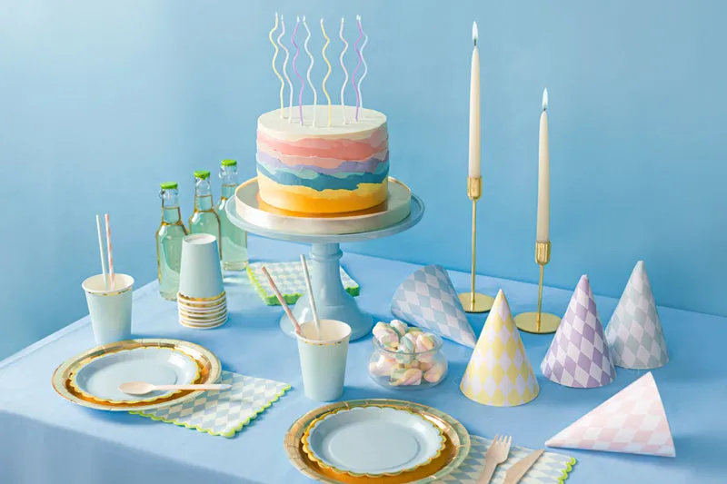 Pastel Swirly Cake Candles - Pack of 8