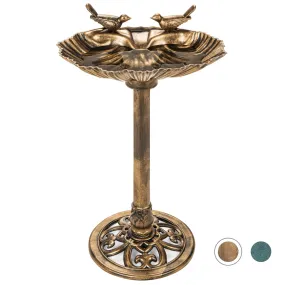 Pedestal Bird Bath Decoration w/ Sparrow Statues