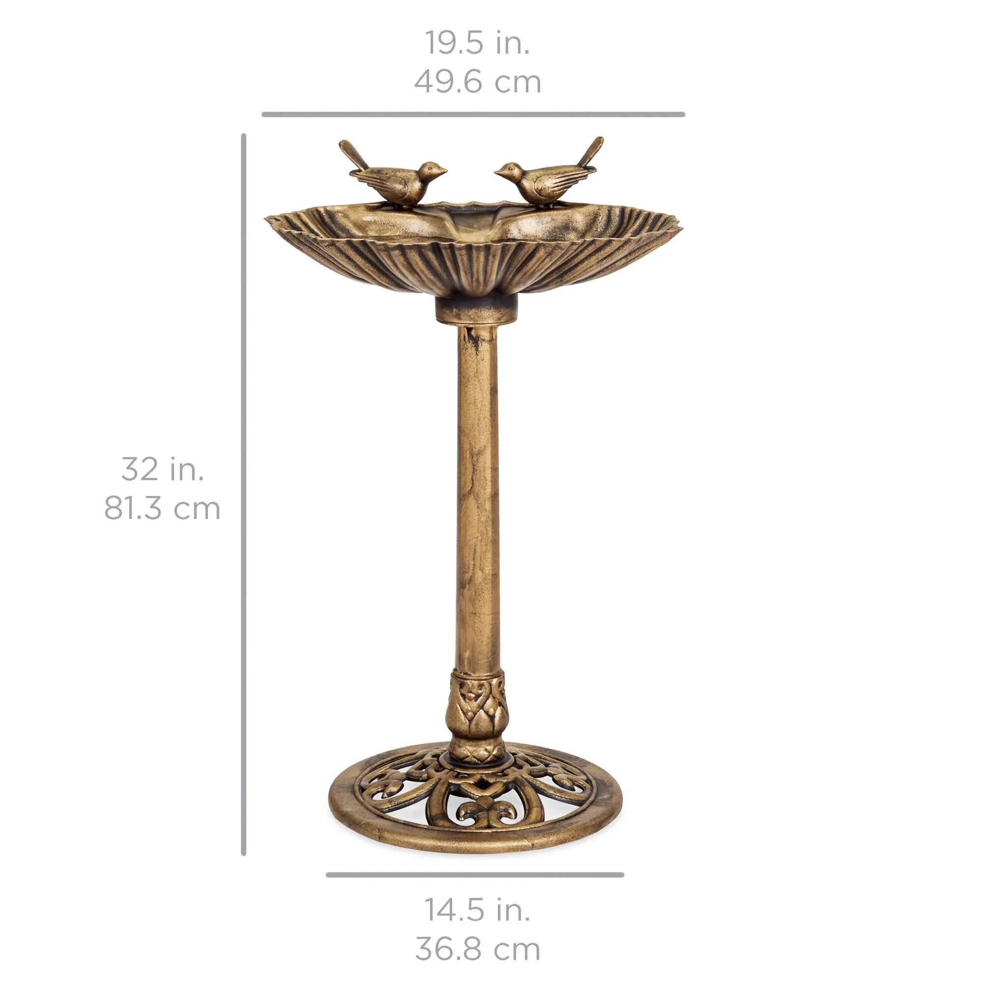 Pedestal Bird Bath Decoration w/ Sparrow Statues