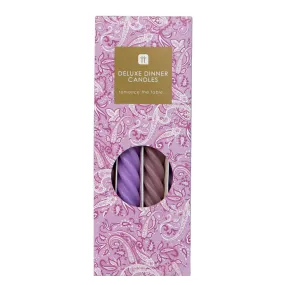 Pink and Purple Spiral Dinner Candles - 4 Pack