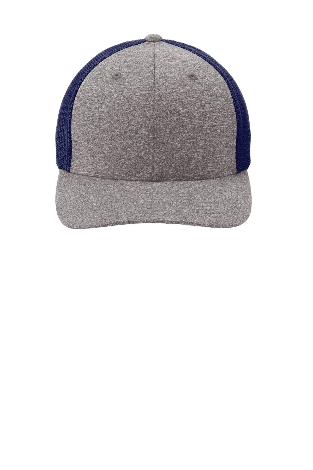 Port Authority Flexfit Melange Mesh Back Customized Trucker Caps, TRUE Navy/Grey Heather