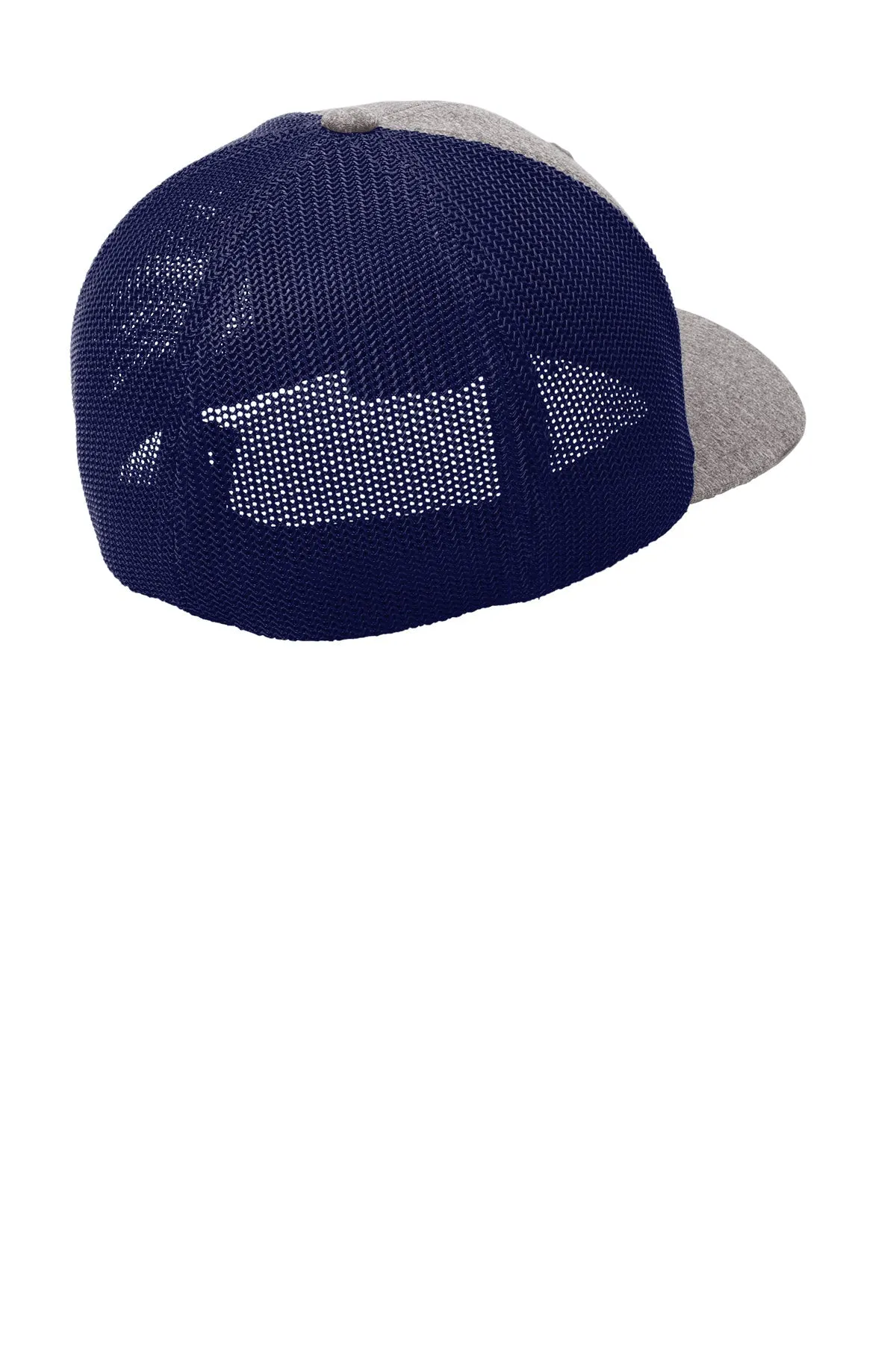 Port Authority Flexfit Melange Mesh Back Customized Trucker Caps, TRUE Navy/Grey Heather