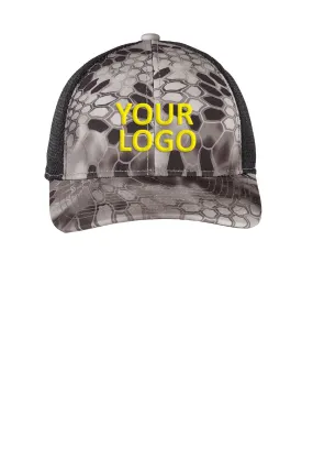Port Authority Performance Camouflage Mesh Back Customized Snapback Caps, Kryptek Raid/Black