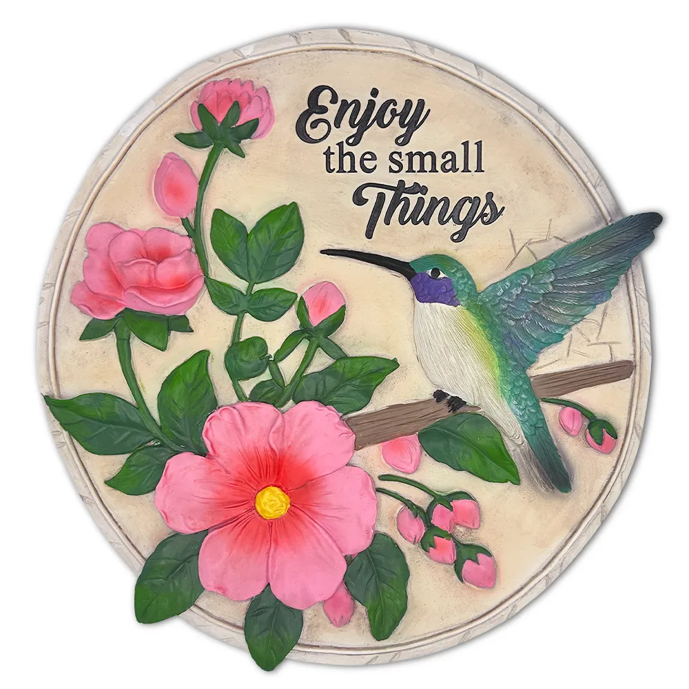 (Pre-Order) Enjoy the Small Things Hummingbird Stepping Stone, 9.5" Decorative Garden Appreciation Gift