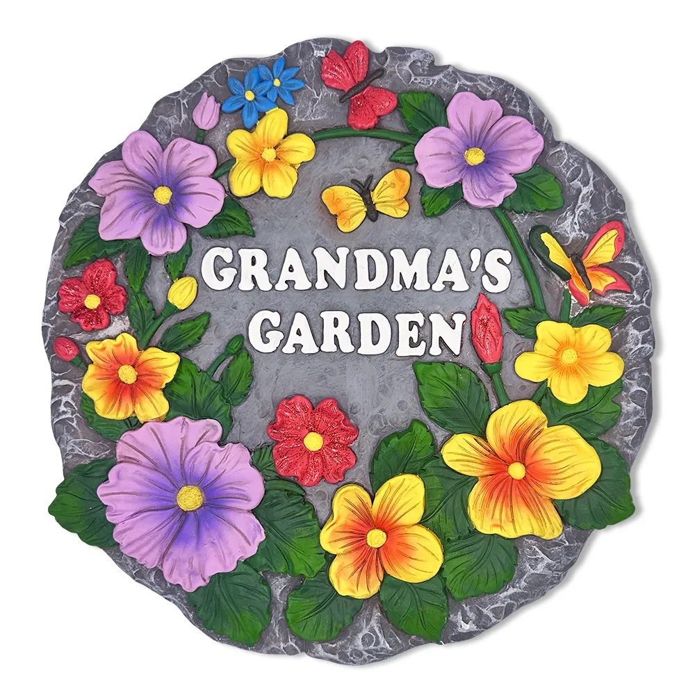 (Pre-Order) Grandma’s Garden Floral Stepping Stone, 9.5" Decorative Outdoor Decoration