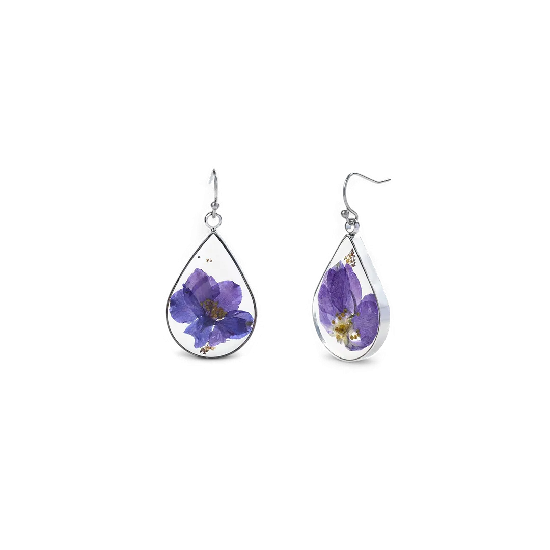 Pressed Birth Flower Earrings