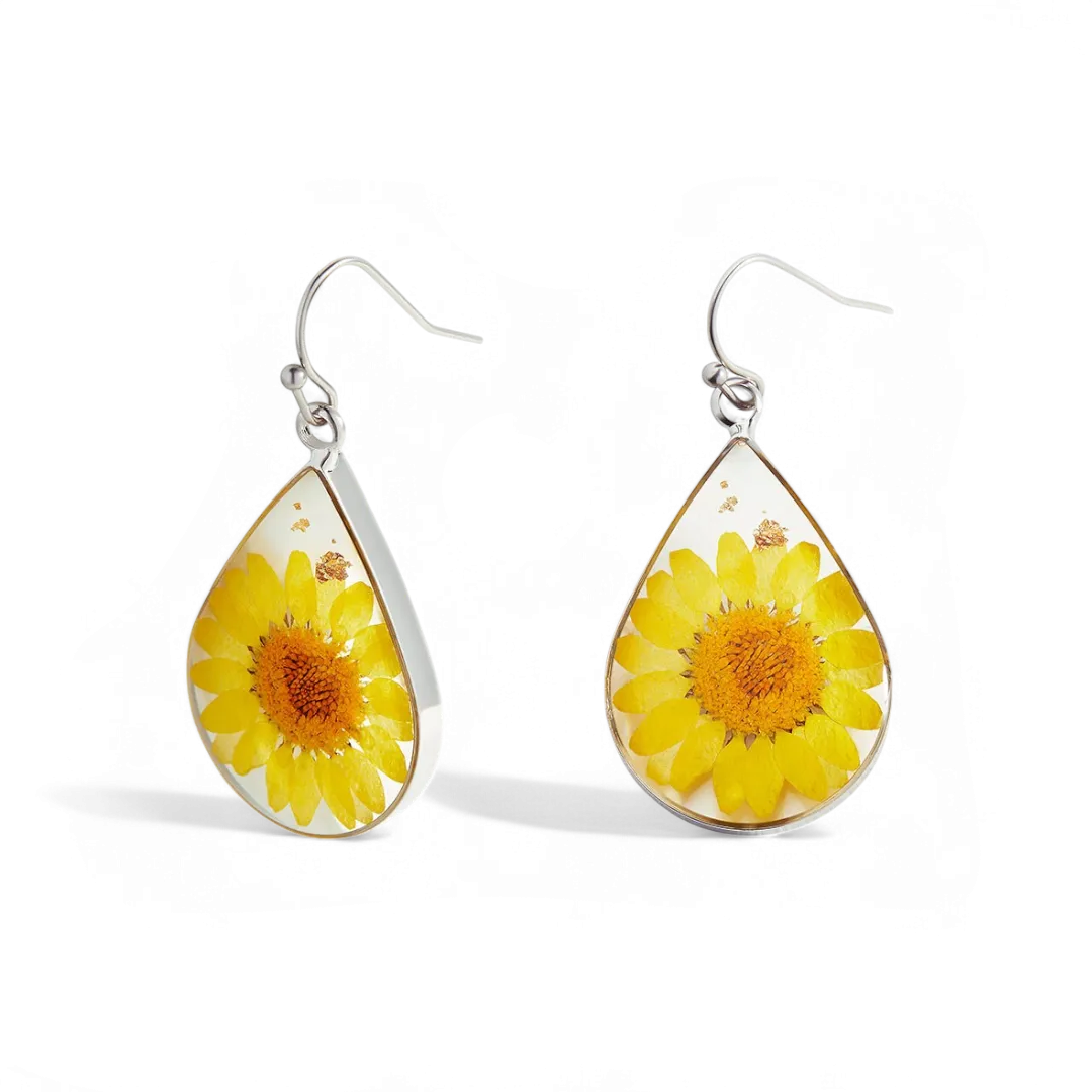 Pressed Birth Flower Earrings