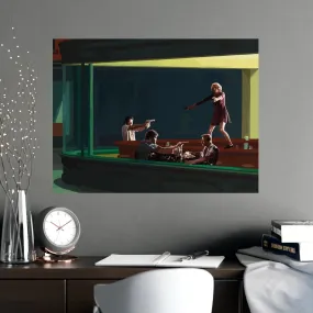 Pulp Nighthawks Whimsical Poster