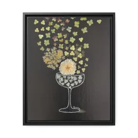 "Effervesce" pressed flower art image by Yvonne Blacker printed on matte canvas with black frame