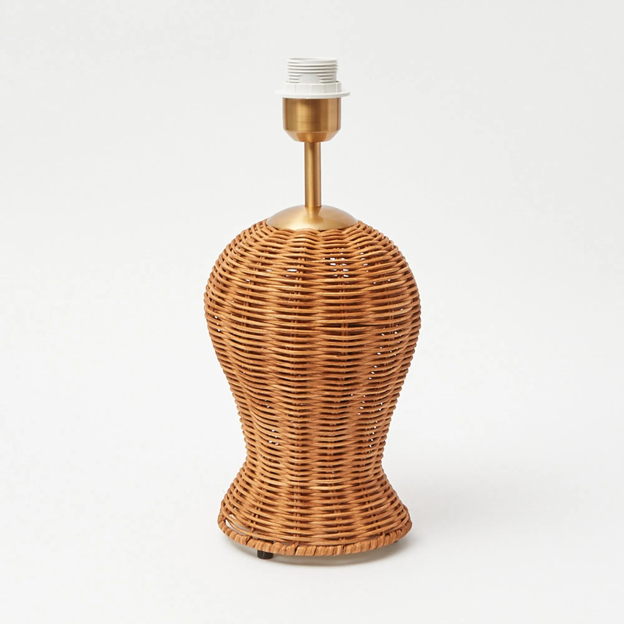 Rattan Blanche Lamp with Green Ikat Shade (30cm)