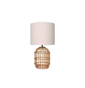Rattan Cage Cream Fabric Shade Table Lamp