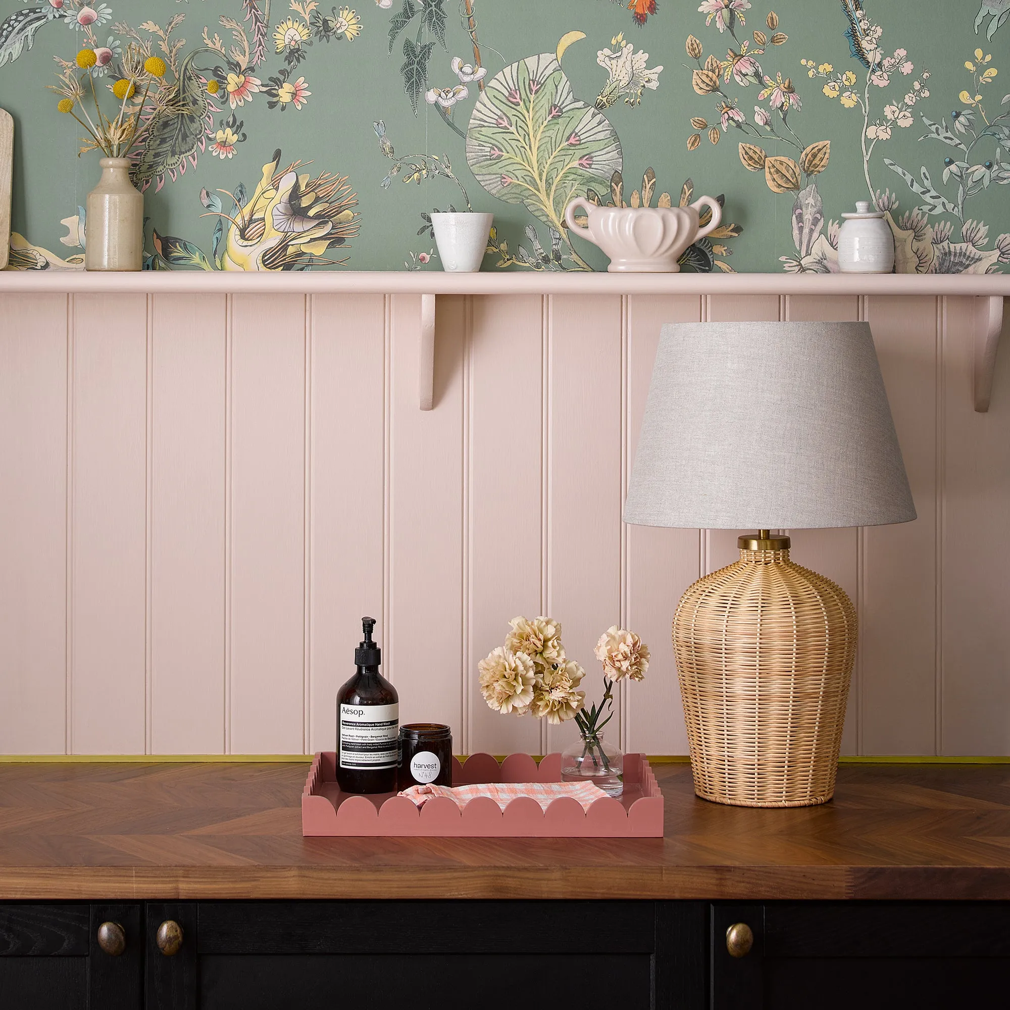 Regular Rattle table lamp in natural cane