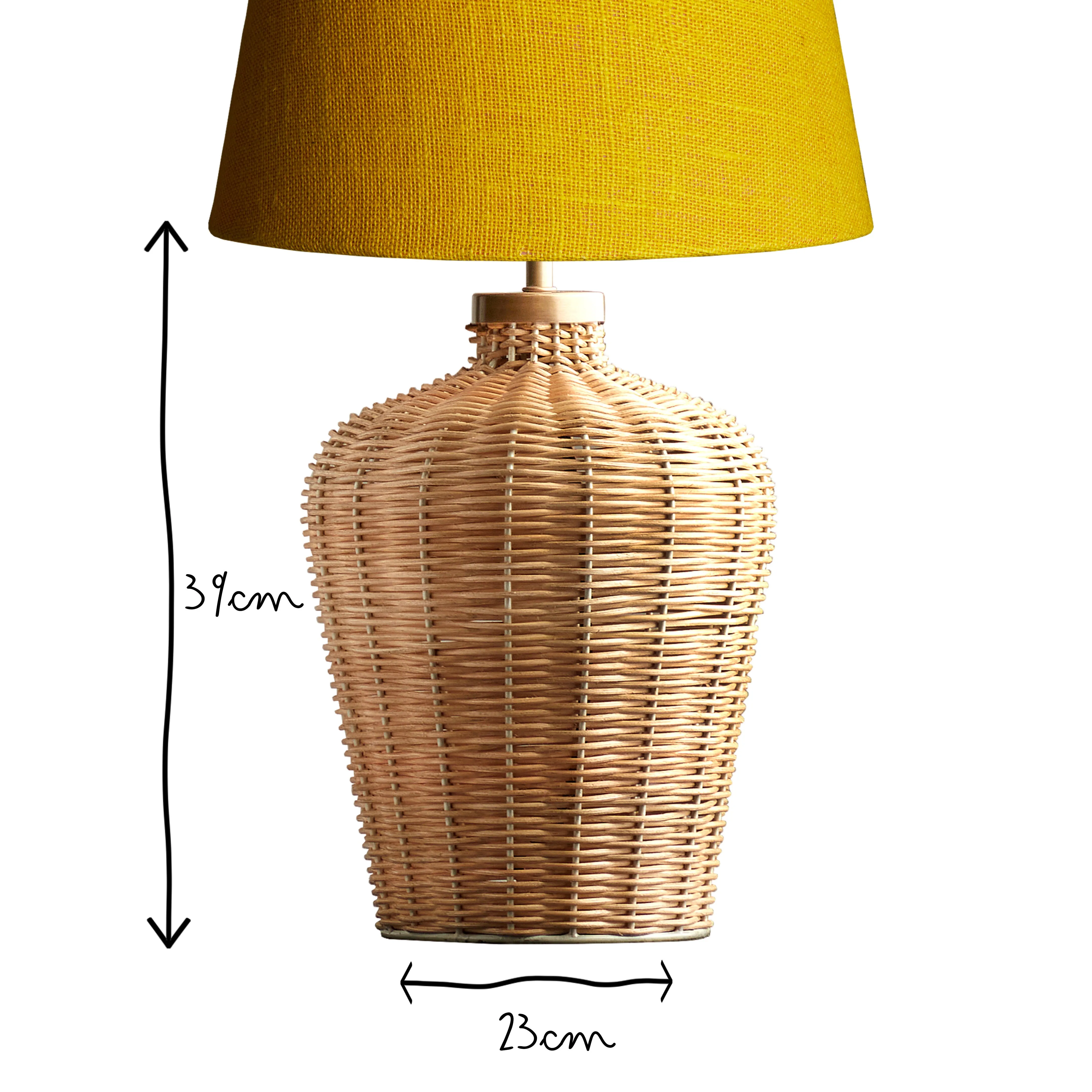 Regular Rattle table lamp in natural cane