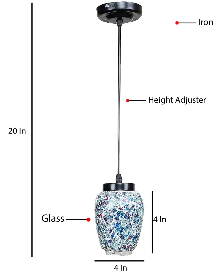 Retro Shell Style Mosaic Glass Hanging Lamp | 4 x 20 inches
