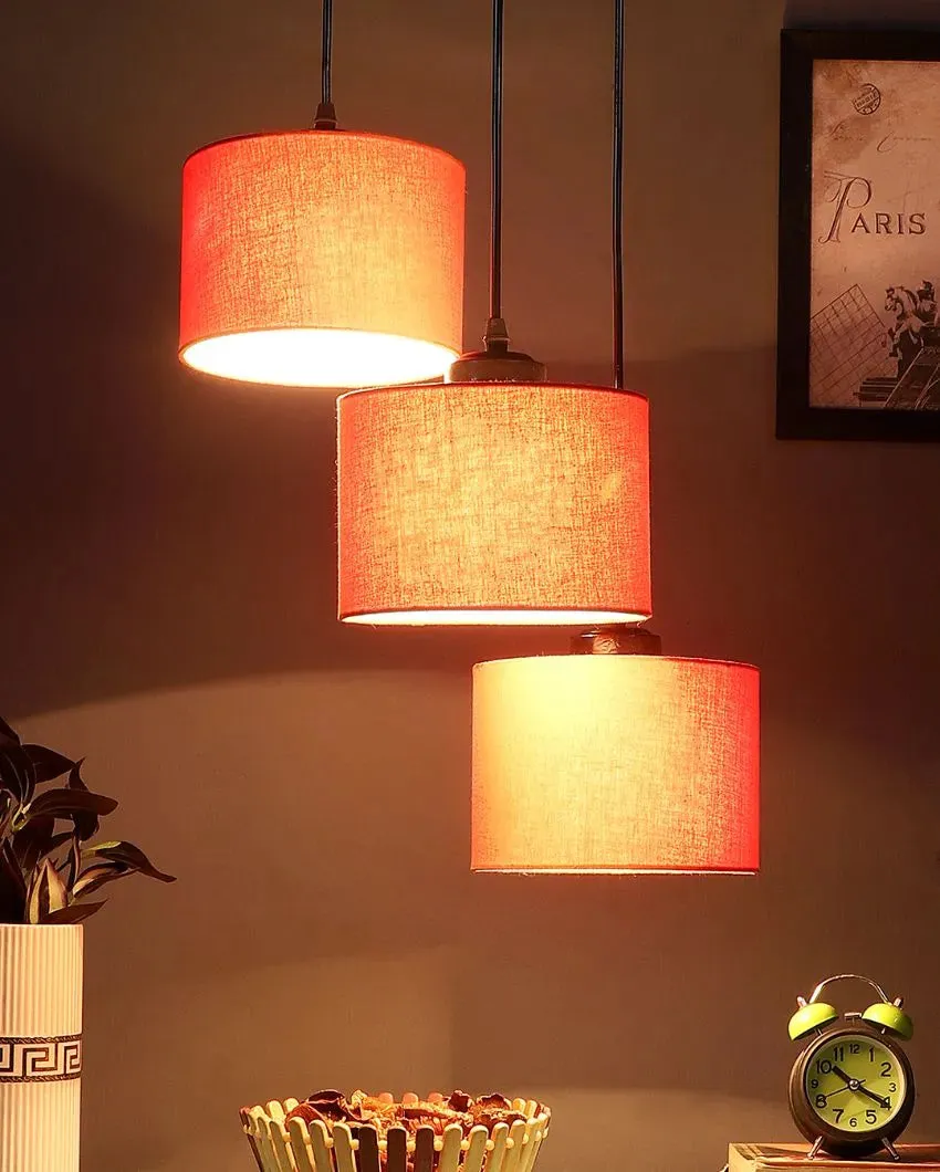 Round Cotton Drum Cluster Hanging Lamp