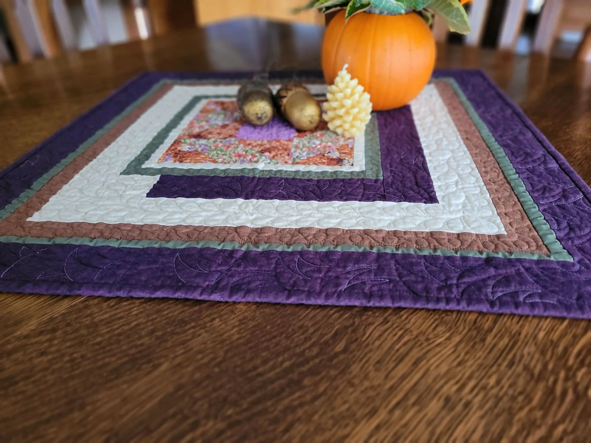 Rustic Autumn Quilted Table Topper or Wall Hanging | Square Table Runner