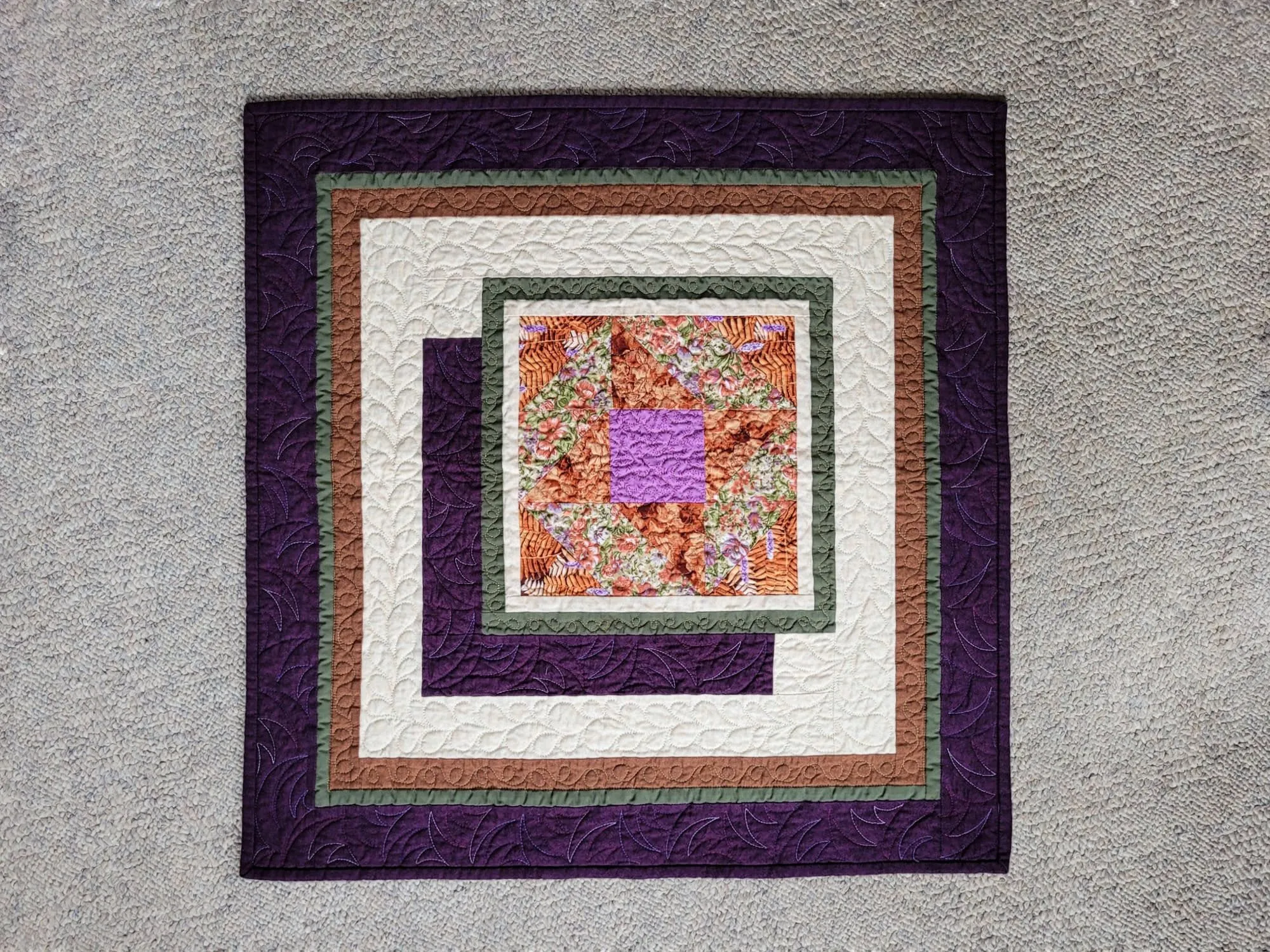 Rustic Autumn Quilted Table Topper or Wall Hanging | Square Table Runner
