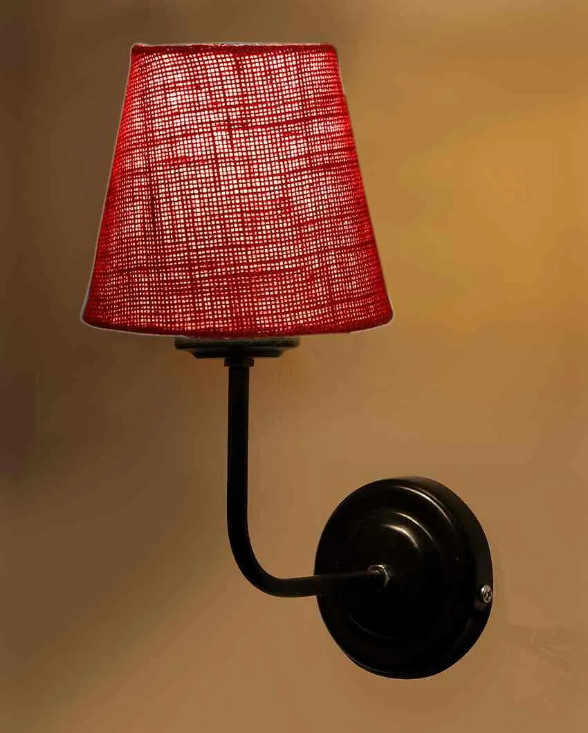 Rustic Warm Jute Wall Lamp Iron Base | 7 x 6 x 10 inches
