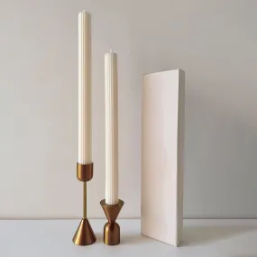 Serra Ribbed Pillar Candle - Pair