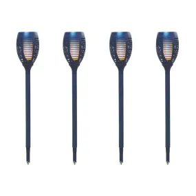 Silver & Stone Outdoor Solar Flickering Flame Torch Garden Stakes - 4 Pack