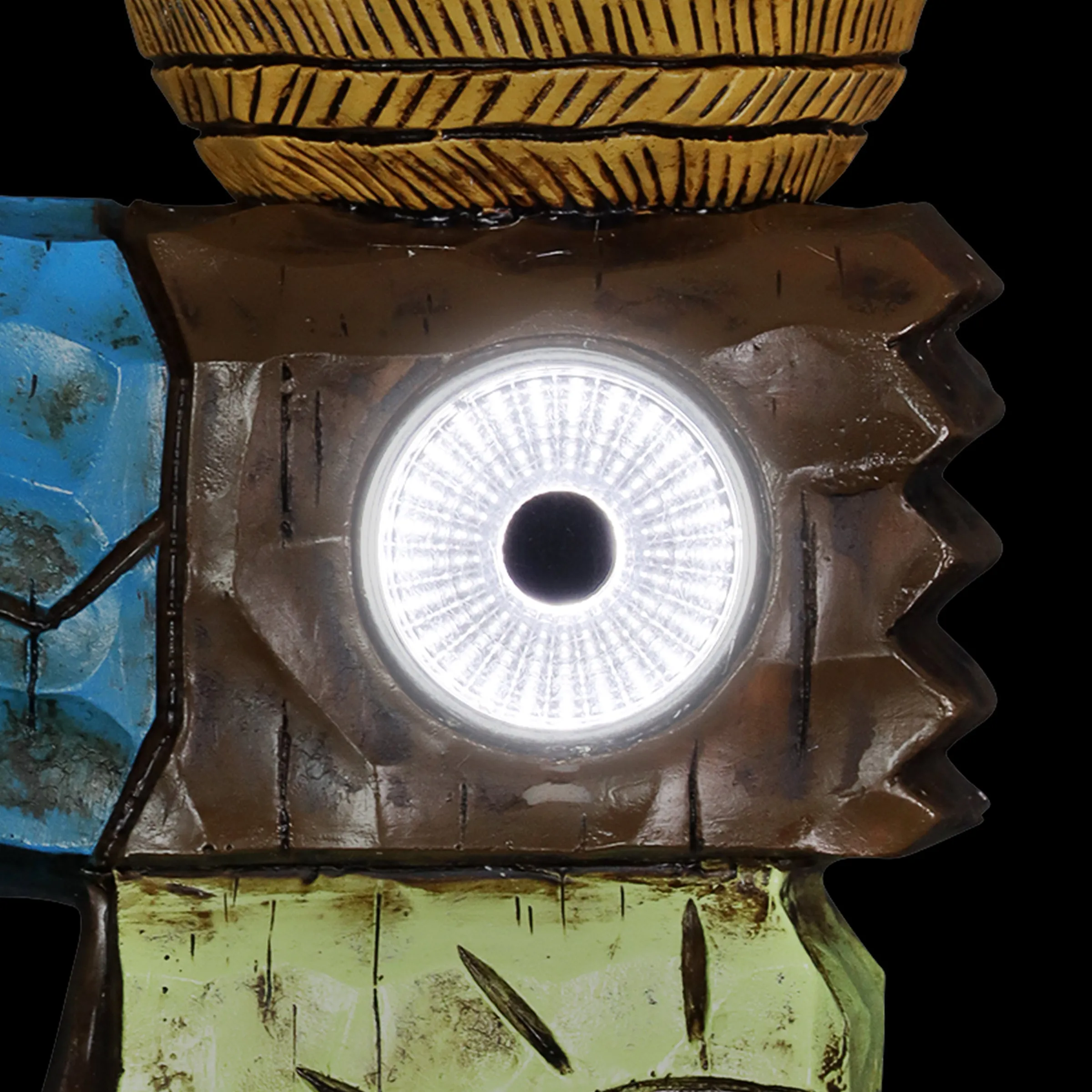 Solar Blue Tiki Toucan Garden Statue with LED Eyes, 7 by 12.5 Inches