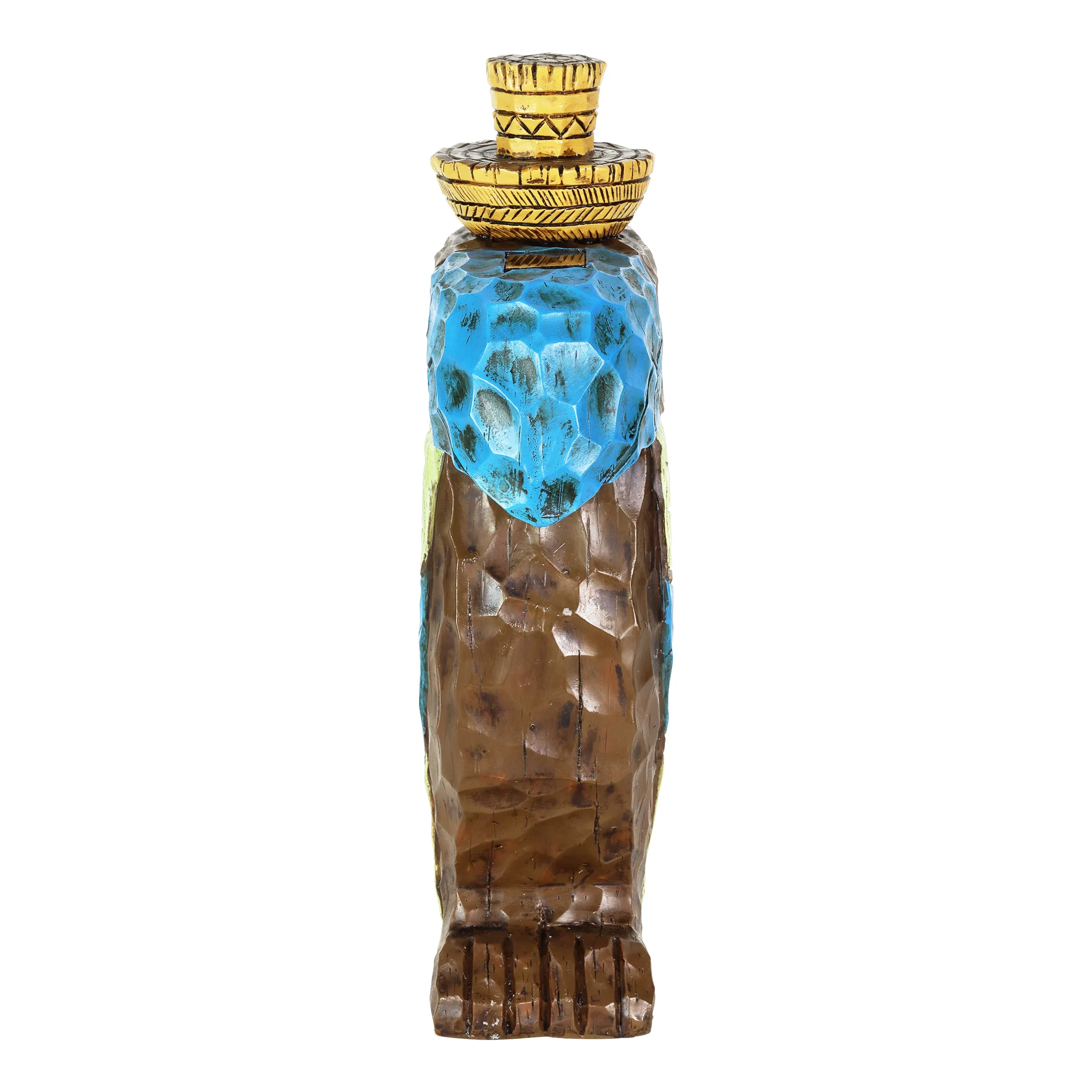 Solar Blue Tiki Toucan Garden Statue with LED Eyes, 7 by 12.5 Inches