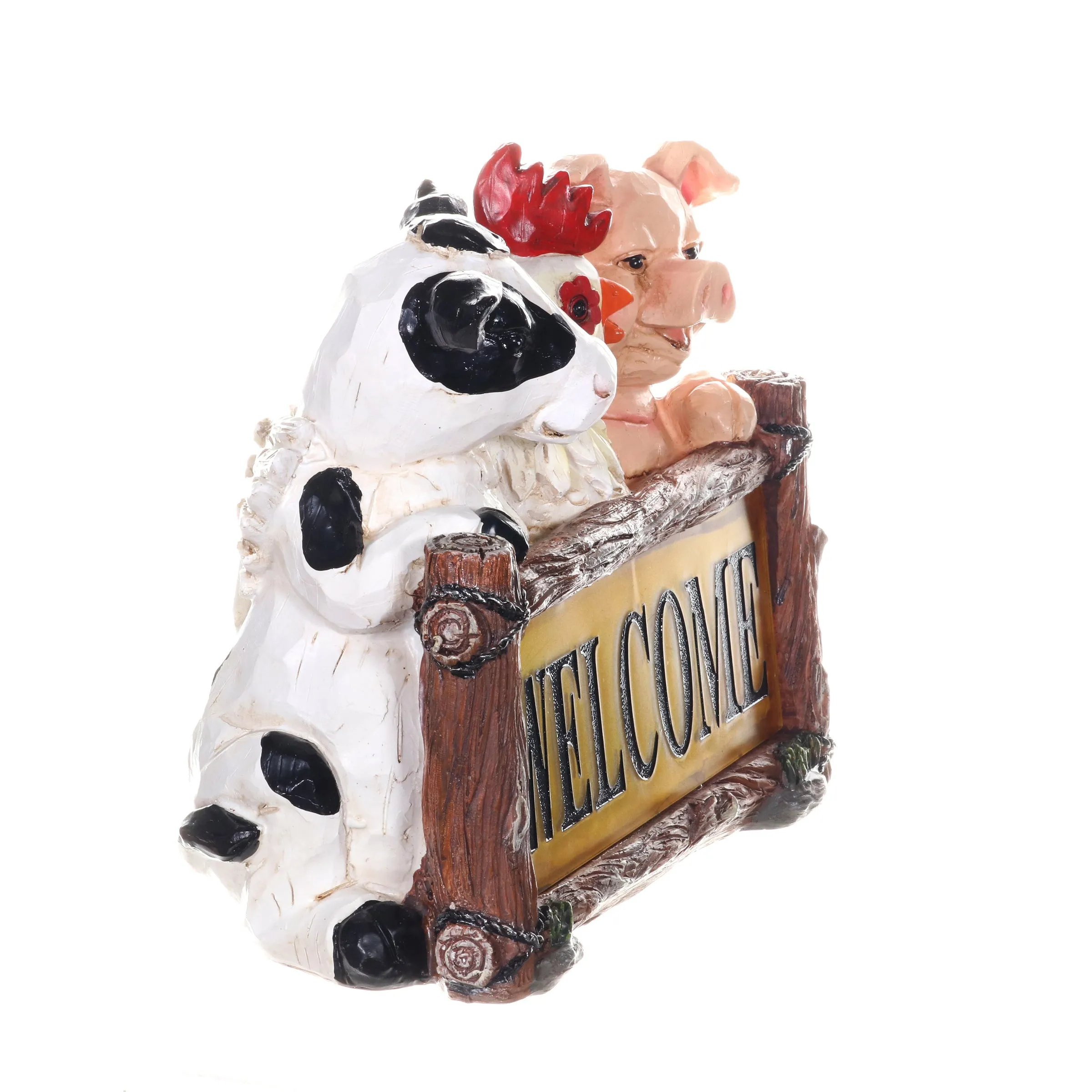 Solar Farm Animal Welcome Sign Garden Statue, 11 by 10 Inches