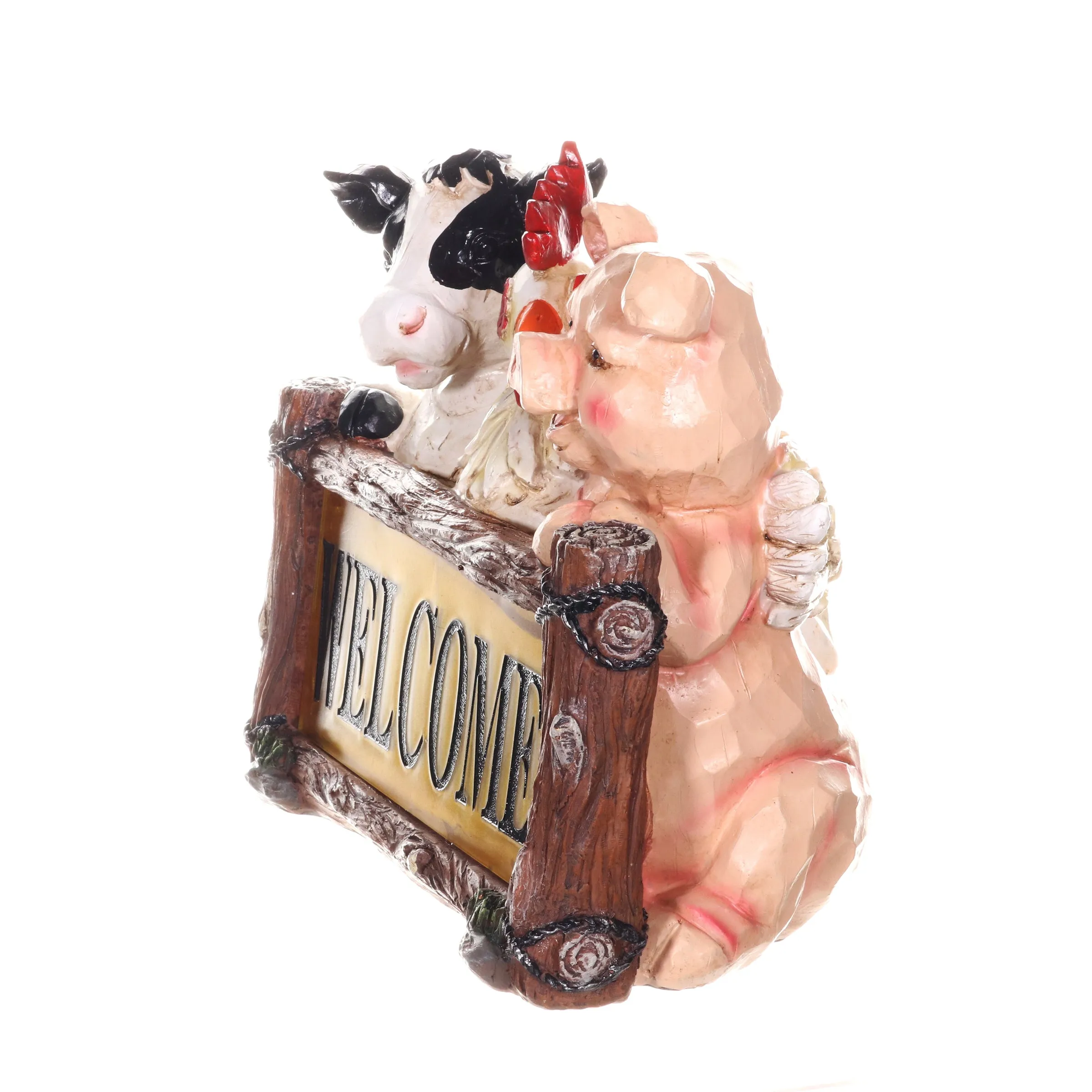 Solar Farm Animal Welcome Sign Garden Statue, 11 by 10 Inches