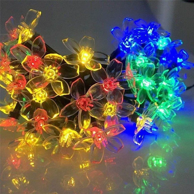 Solar Flower String Lights – Colorful and Eco-Friendly Decor