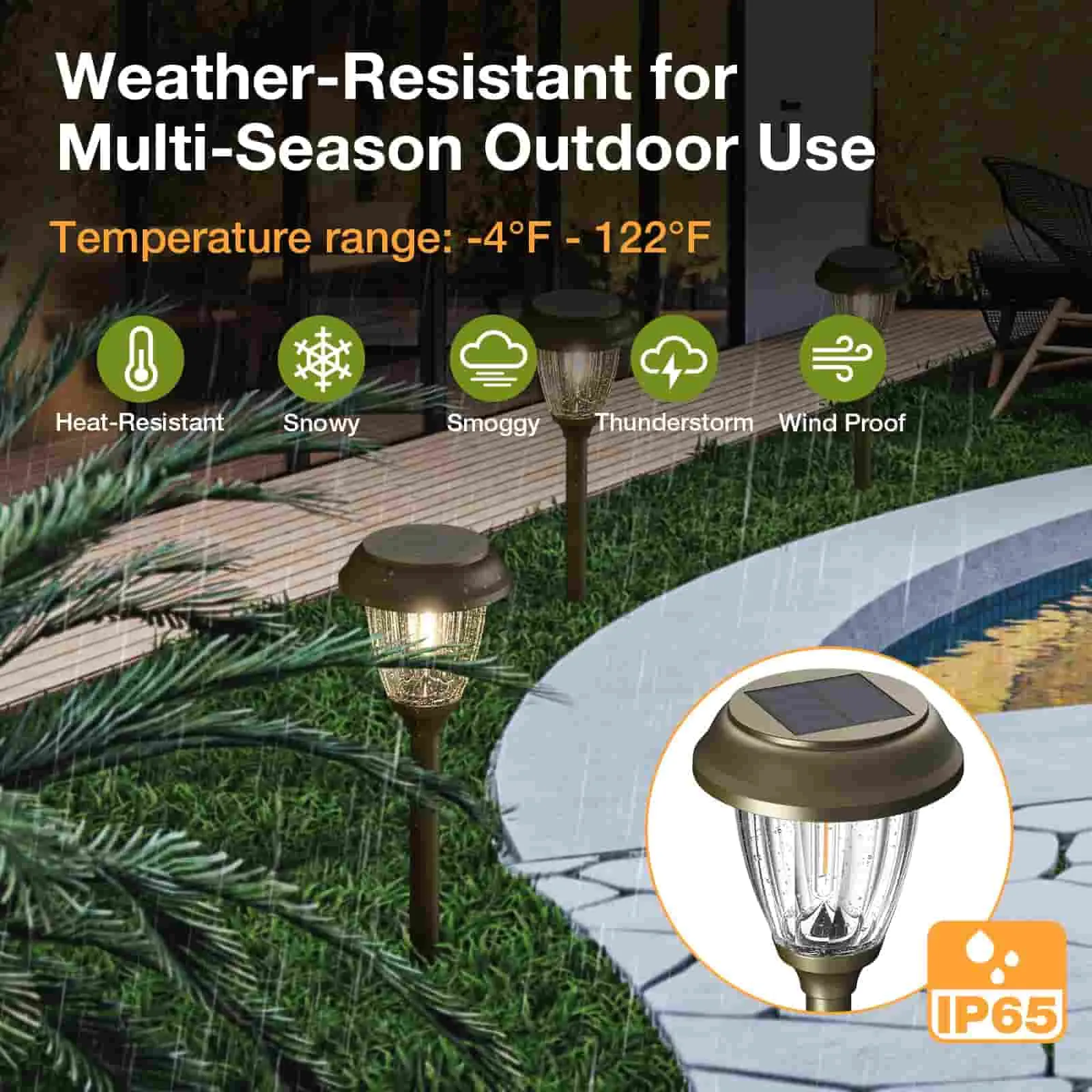 Solar Lights Glass Outside Waterproof 6 Pack